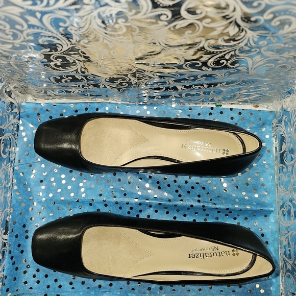 NATURALIZER WANDA GENUINE LEATHER N5 COMFORT BLACK SHOES LOW HEELS 8N - Picture 5 of 6